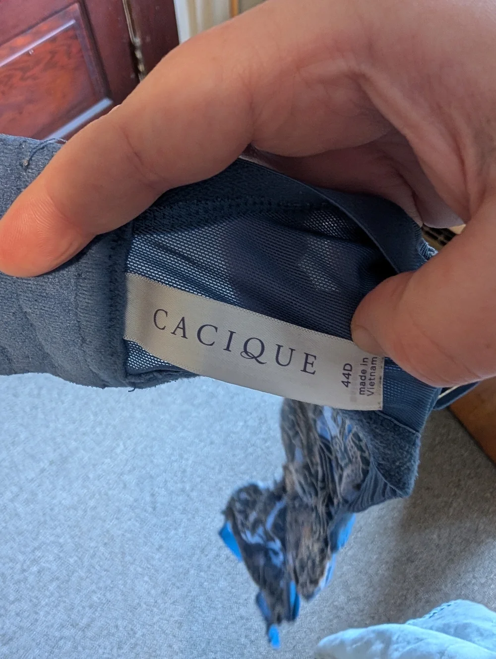 Cacique Unlined‎ Balconette In Cornflower Blue With White Lace Detailing